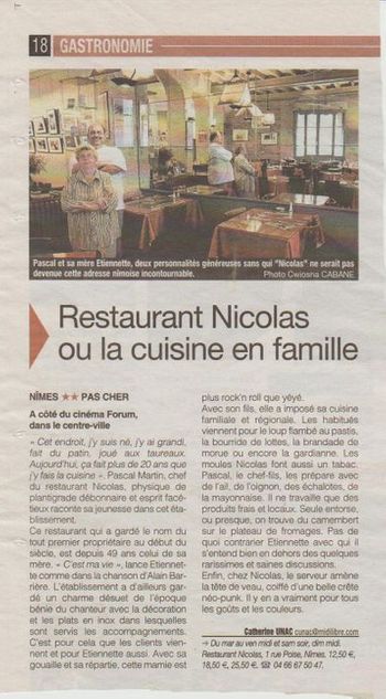 Restaurant Nicolas journal